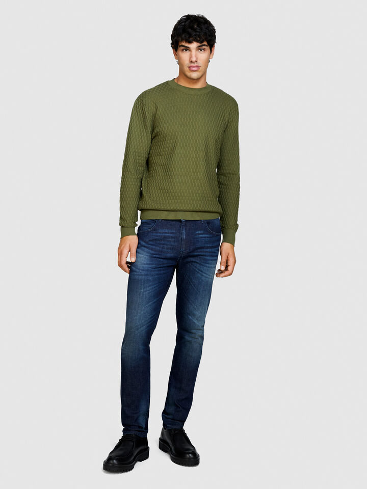 Solid colored sweater - men's crew neck sweaters - Military Green | Sisley image number 1